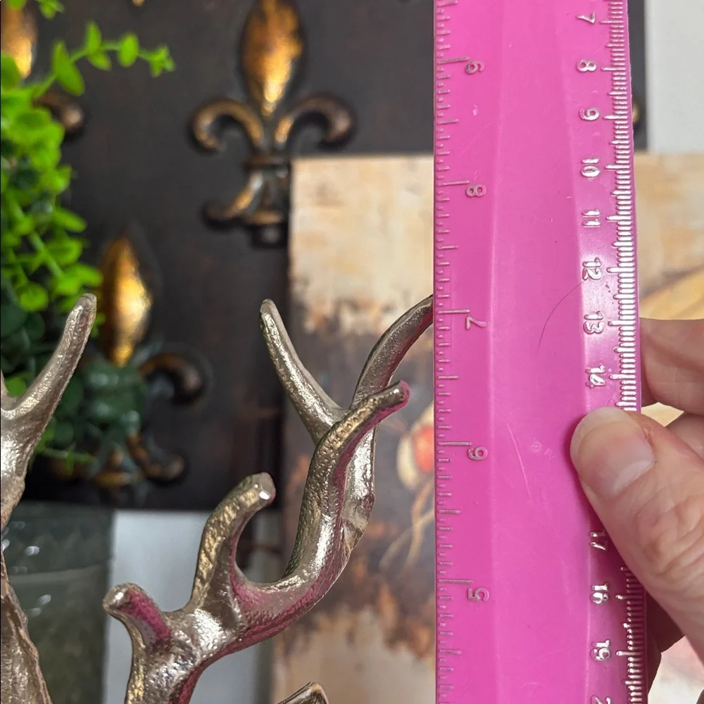 Crate & Barrel Silver Reindeer Bust Stocking Holders, Set Of 2
